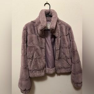 Fuzzy bomber coat